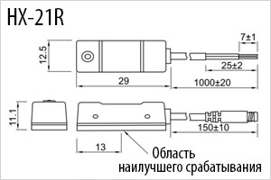 Габаритные размеры датчики для пневмоцилиндра Размеры датчика для пневмоцилиндра HX-21R