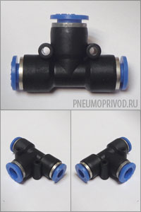 Цанговый фитинг EPEW Пневмофитинг тройник EPEW