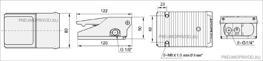 Размеры пневмопедали F322-08 Размеры пневмопедали F322-08